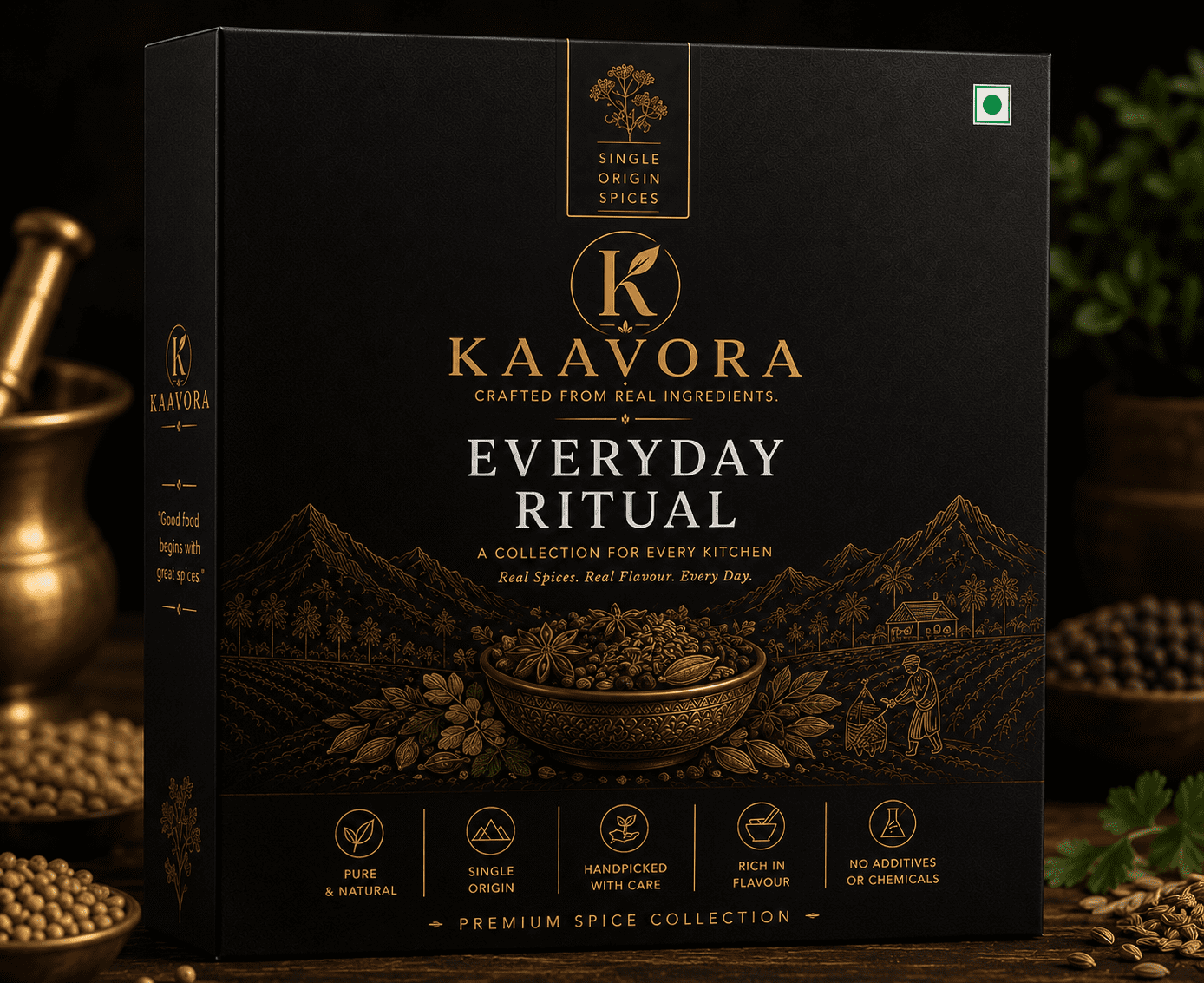 KAAVORA Everyday Ritual collection with premium spices and essential ingredients for daily home cooking.
