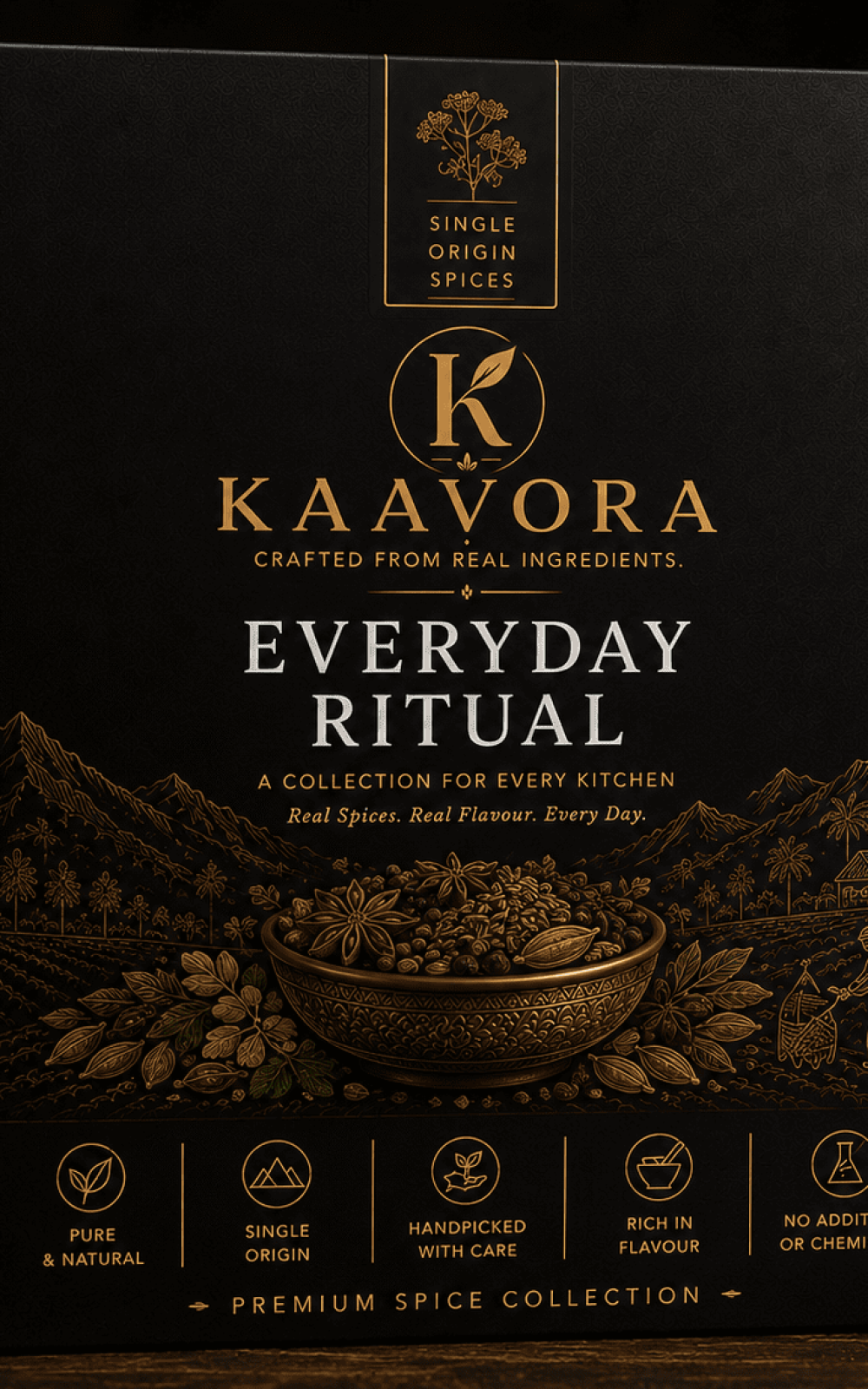 KAAVORA Everyday Ritual collection with premium spices and essential ingredients for daily home cooking.
